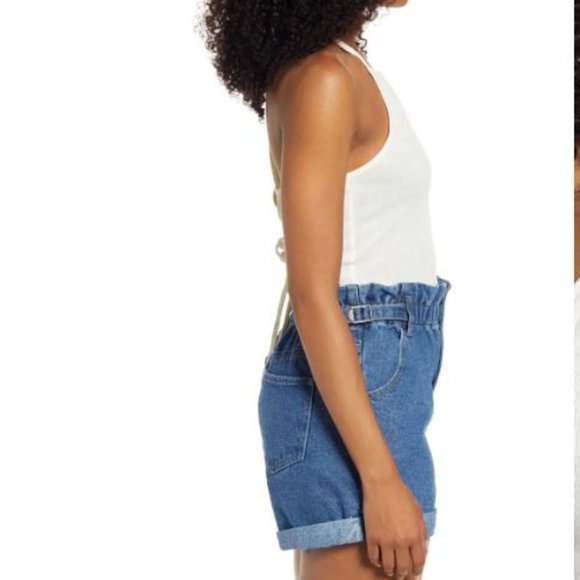 🆕️ 🔥 Free if you take whit a bundel 🔥 New Ribbed Tie Back Crop Tank BP. Ivory - Picture 2 of 7